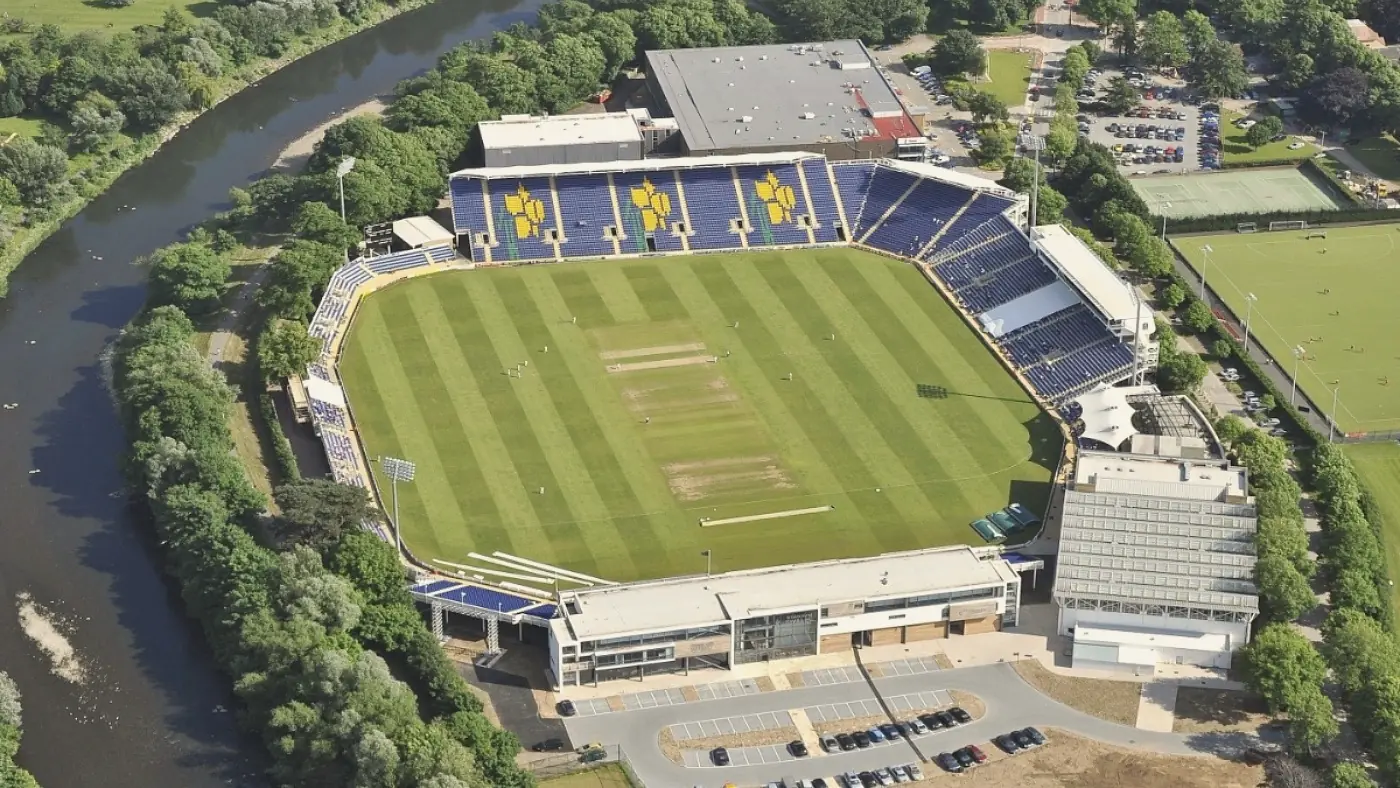 Aerial view of Sophia Gardens cricket ground, Cardiff